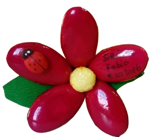 Fiore di Confetti Forma Mandorla con Scritta