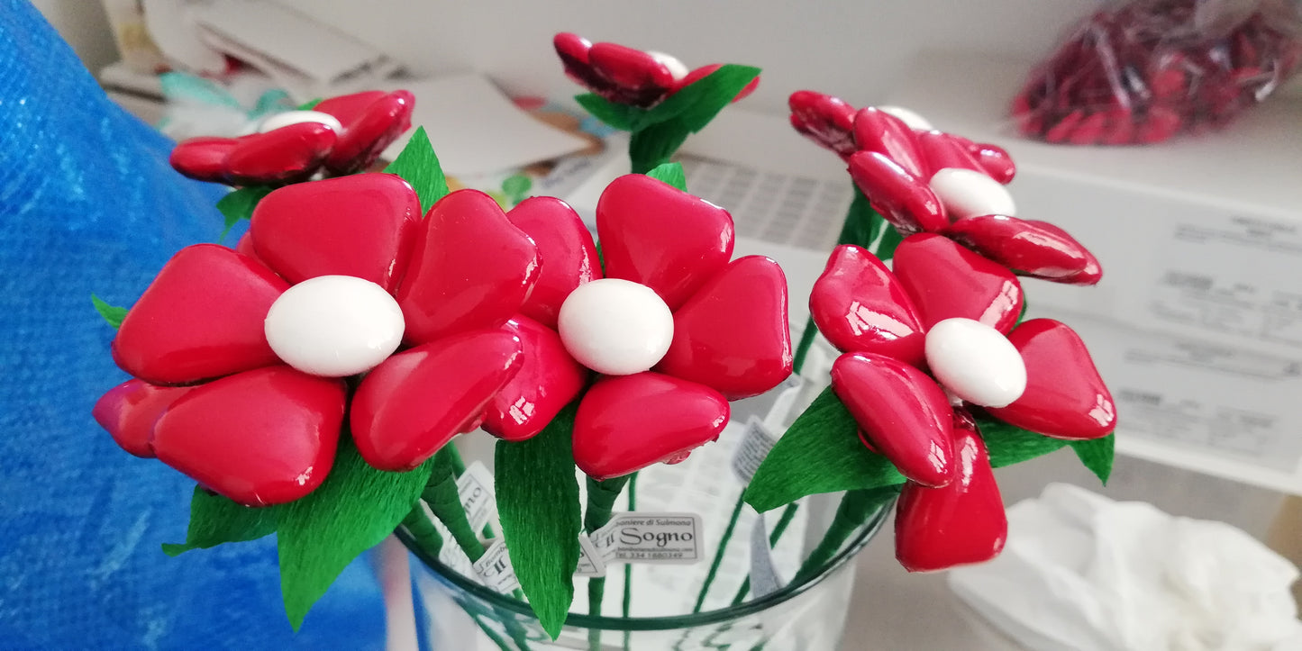 Bomboniere di Sulmona - Fiore Margherita Monocolore forma cuore