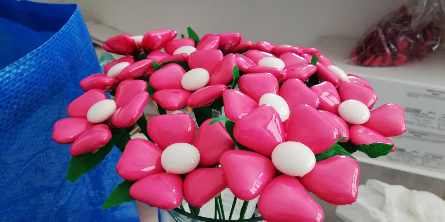 Bomboniere di Sulmona - Fiore Margherita Monocolore forma cuore