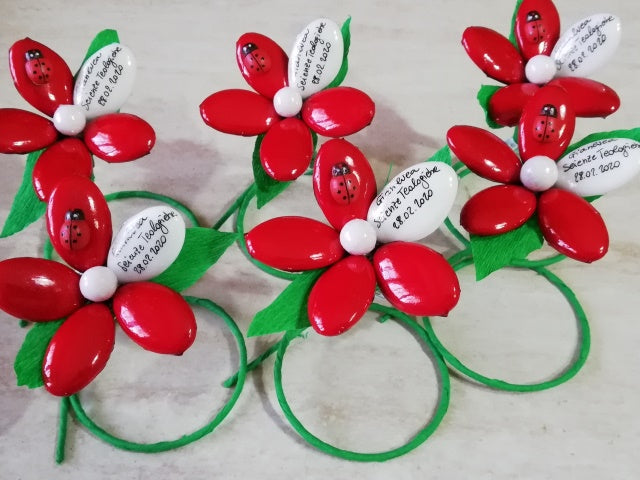 Segnaposto Margherita 1 petalo bianco con scritta FM
