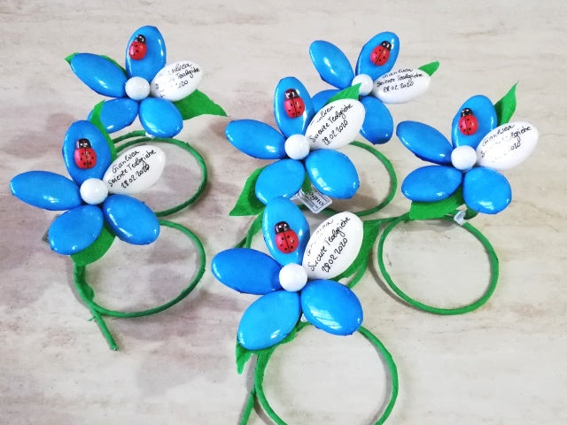Segnaposto Margherita 1 petalo bianco con scritta FM