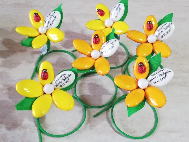 Segnaposto Margherita 1 petalo bianco con scritta FM